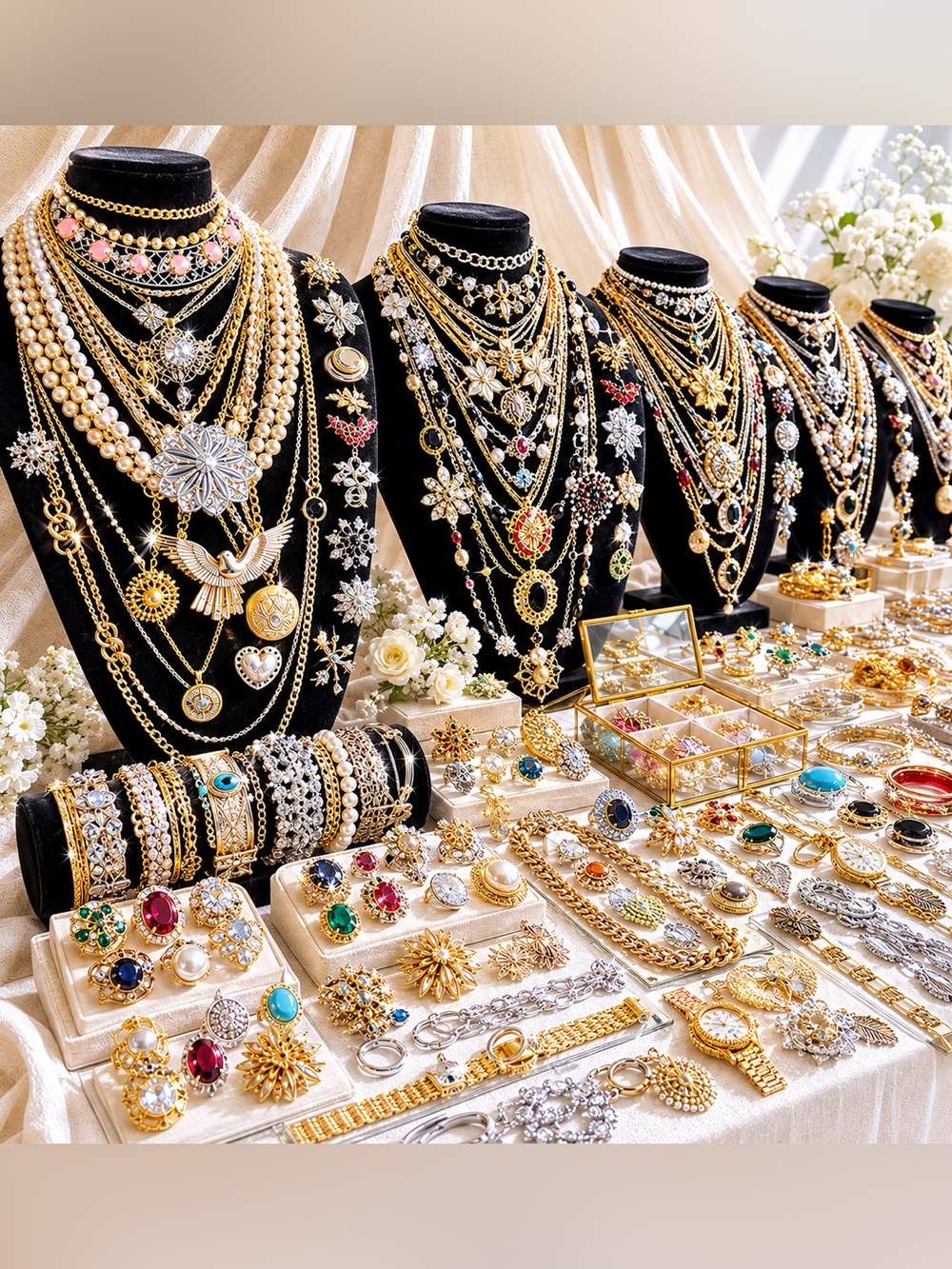 🏆Best in Present Stock™ | 2 LB Curated Jewelry Lot | Statement Brooches Necklace
